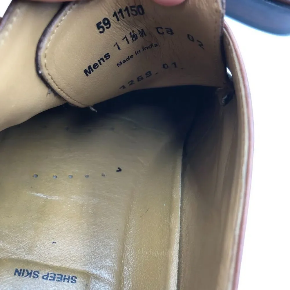 Johnston & Murphy Men's Brown Leather Monk Buckle Style Shoes 11.5M Sheepskin